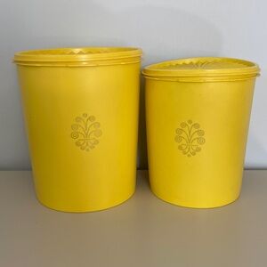 Vintage large yellow Tupperware containers set of 2